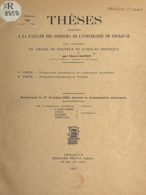 cover image of Fabrication industrielle de l'anhydride sulfurique